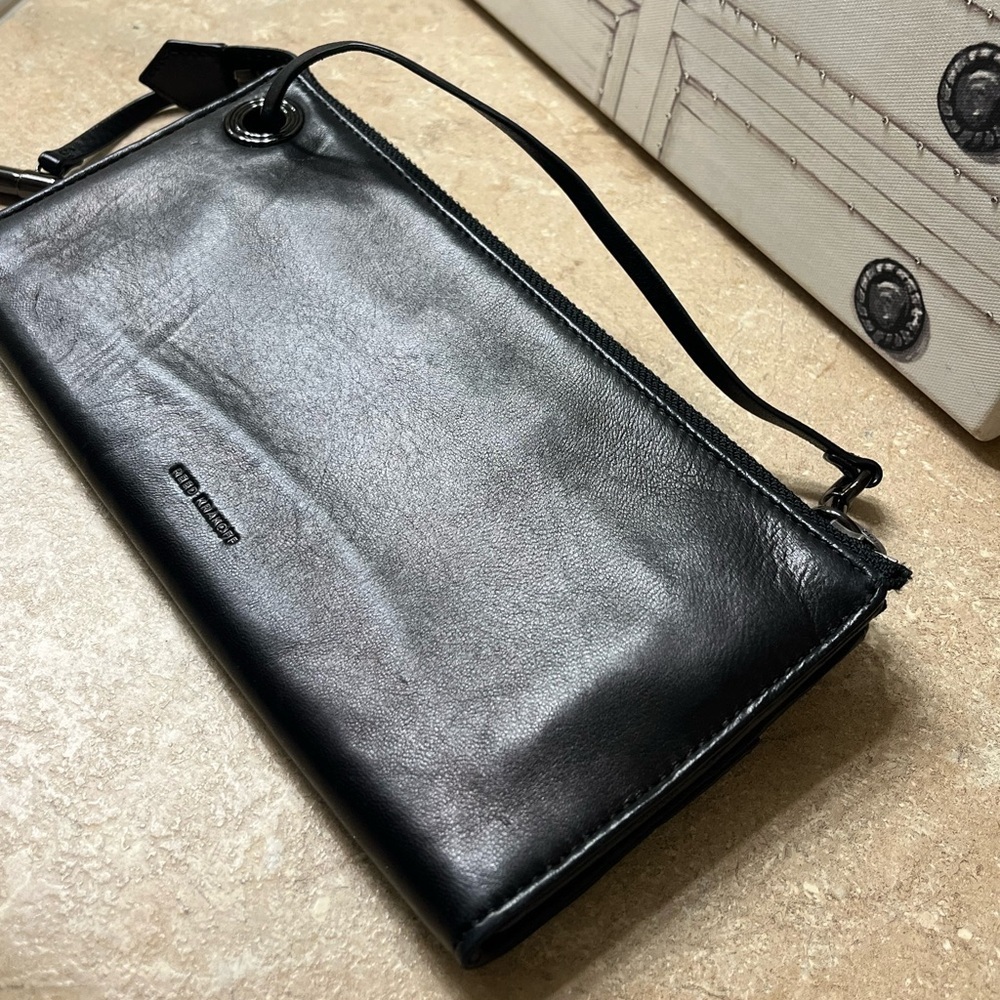 Reed Krakoff Leather Wristlet/Purse, Deep Blue&Black Color